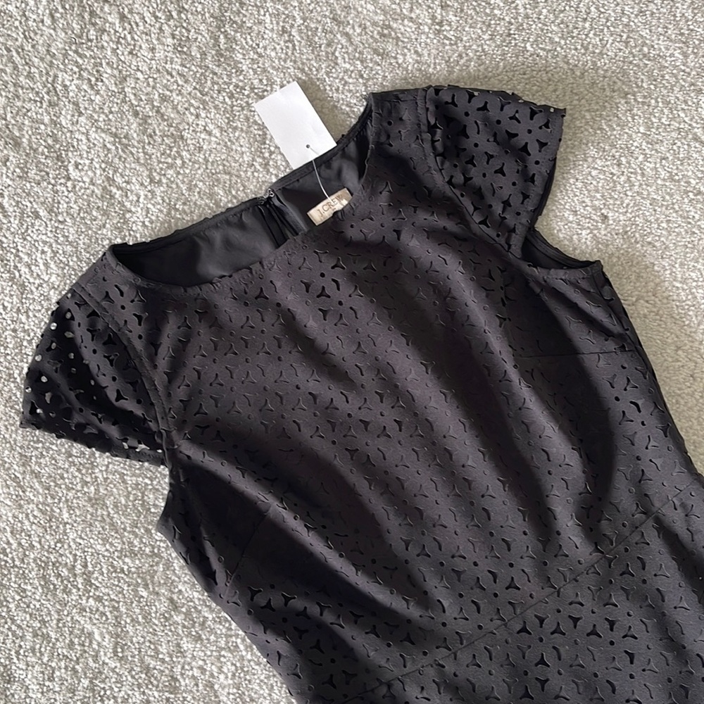 NWT J. Crew Factory Black Laser Cut Patterned Dress - Size 0